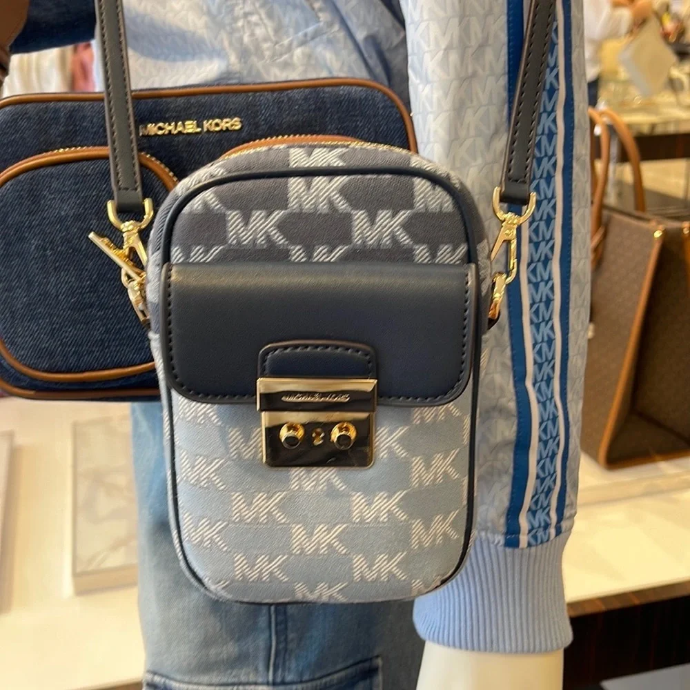 Michael Kors Sloan Editor Small Phone Logo Jacquard Crossbody Butter Multi